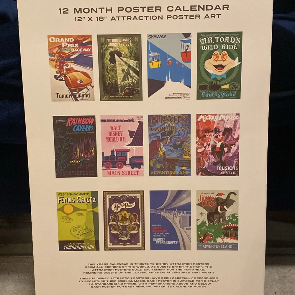Disney 2016 Attraction Poster calendar